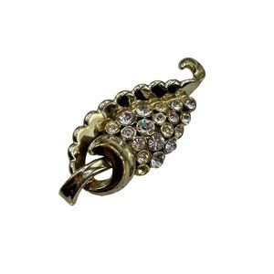 Vintage Rhinestones Brooch Leaf Design Gold Tone Retro Classic Costume Jewelry